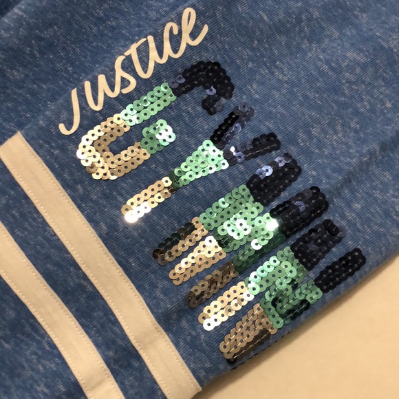 Justice 2 piece pants size 16 /jacket 16/18 blue w/sequence - Picture 8 of 9